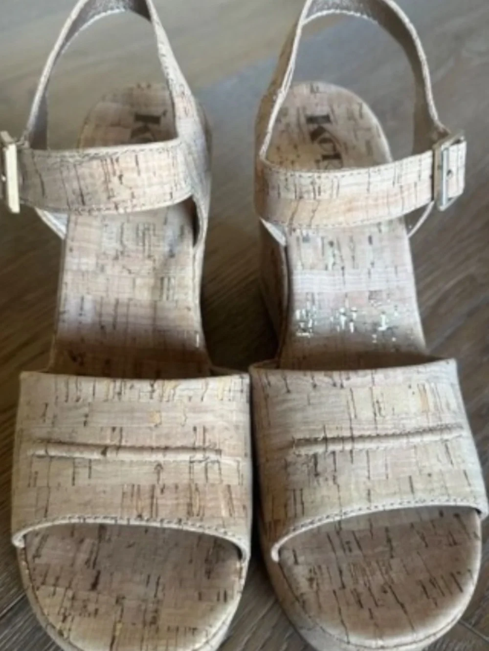 Korks Bardot II Wedge Comfort Sandals Natural Cork Platform Size 9